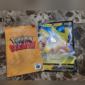 Nintendo 64 Pokemon Stadium Instruction Booklet & Oversized Pokemon Card